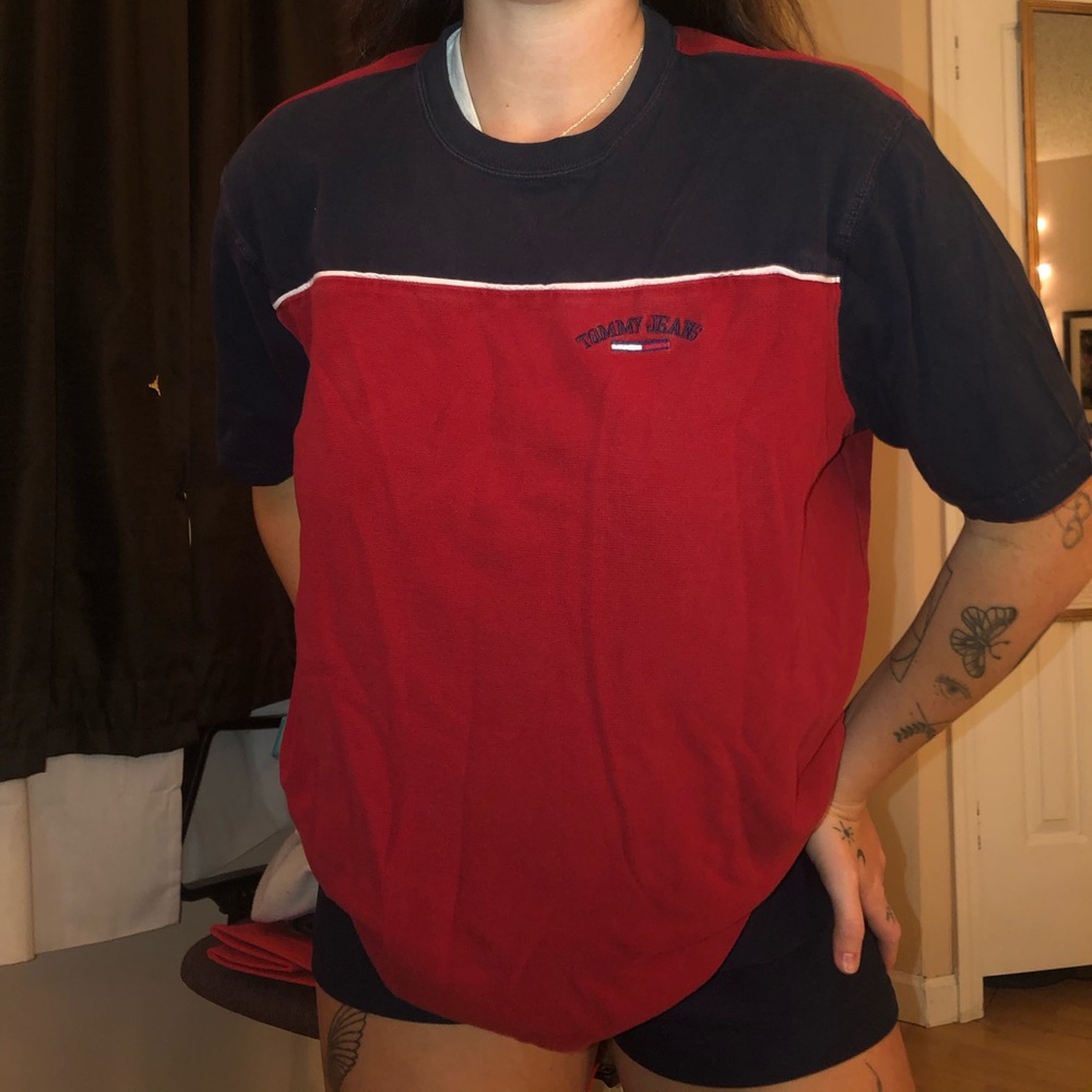 Tommy Hilfiger red and blue relaxed shirt